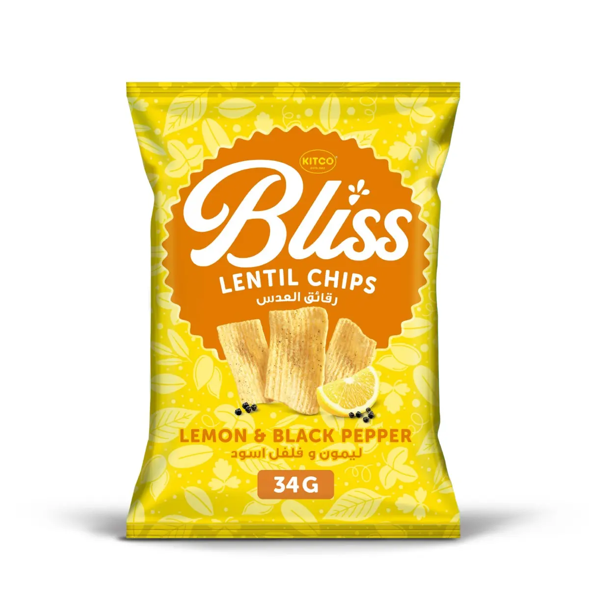 Kitco Bliss Lentl Chips Lemon And Black Pepper 34 gm - view 1