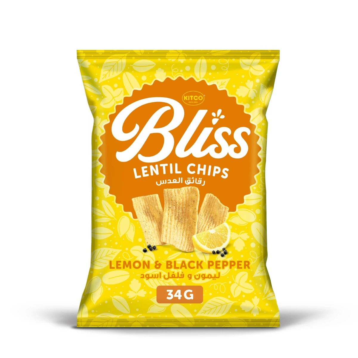 Kitco Bliss Lentl Chips Lemon And Black Pepper 34 gm