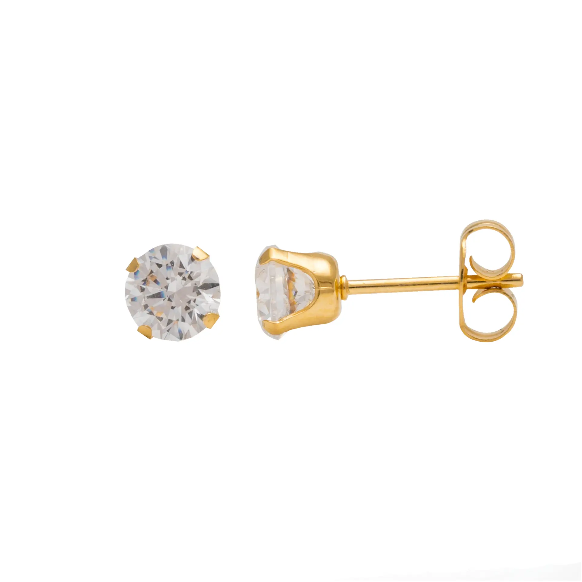 Studex Gold Plated 5mm Cubic Zirconia- Earrings For Sensitive Ears - view 3