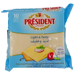 President Light Cheddar Slices Cheese 10 Slice 200 gm