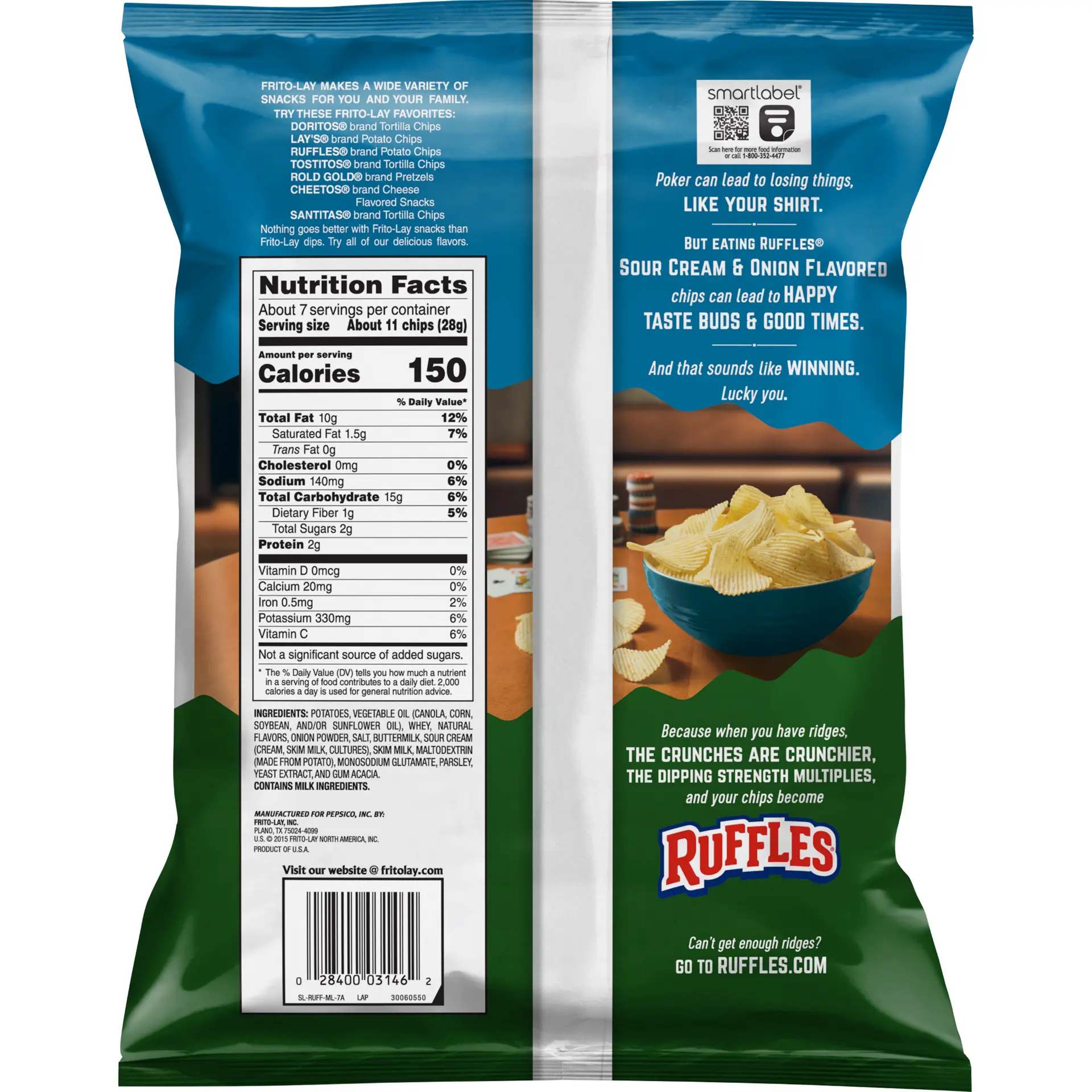 Ruffles Chips Sour Cream & Onion 184 gm - view 2