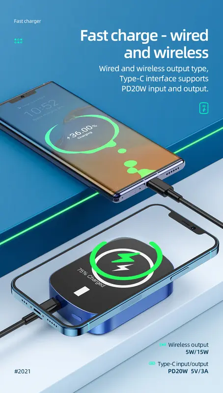 Levore 2 In 1 Magnetic Wireless Power Bank Pd 20W 10000 Mah Black - view 6