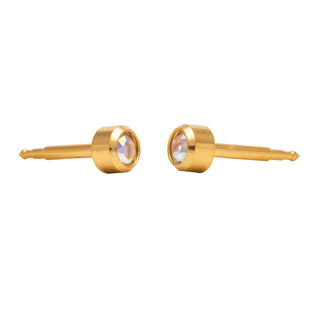 Studex Gold Plated Reg Birthstone Ab Crystal Card /Pr- Earrings For Sensitive Ears - view 4