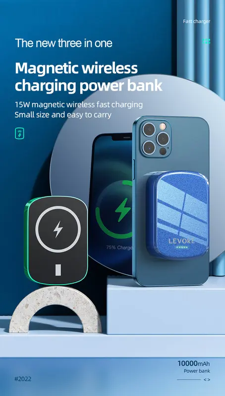 Levore 2 In 1 Magnetic Wireless Power Bank Pd 20W 10000 Mah Black - view 5