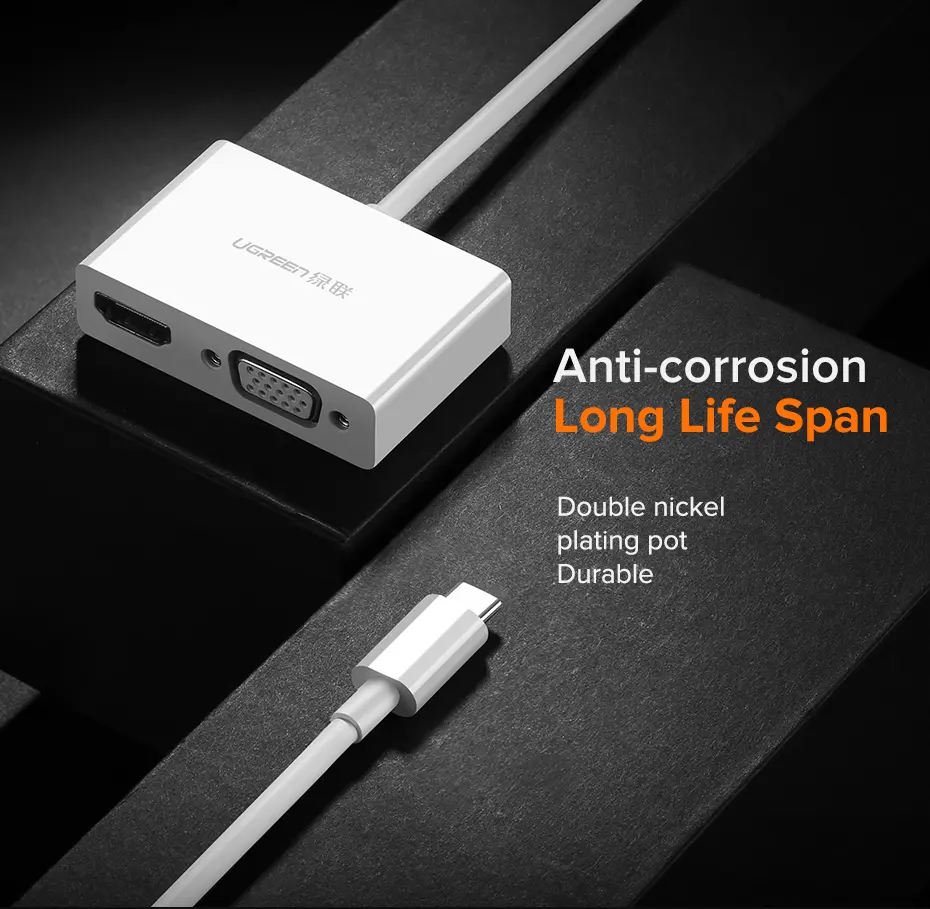 Ugreen  USB Type C to HDMI + VGA Converter White - view 7