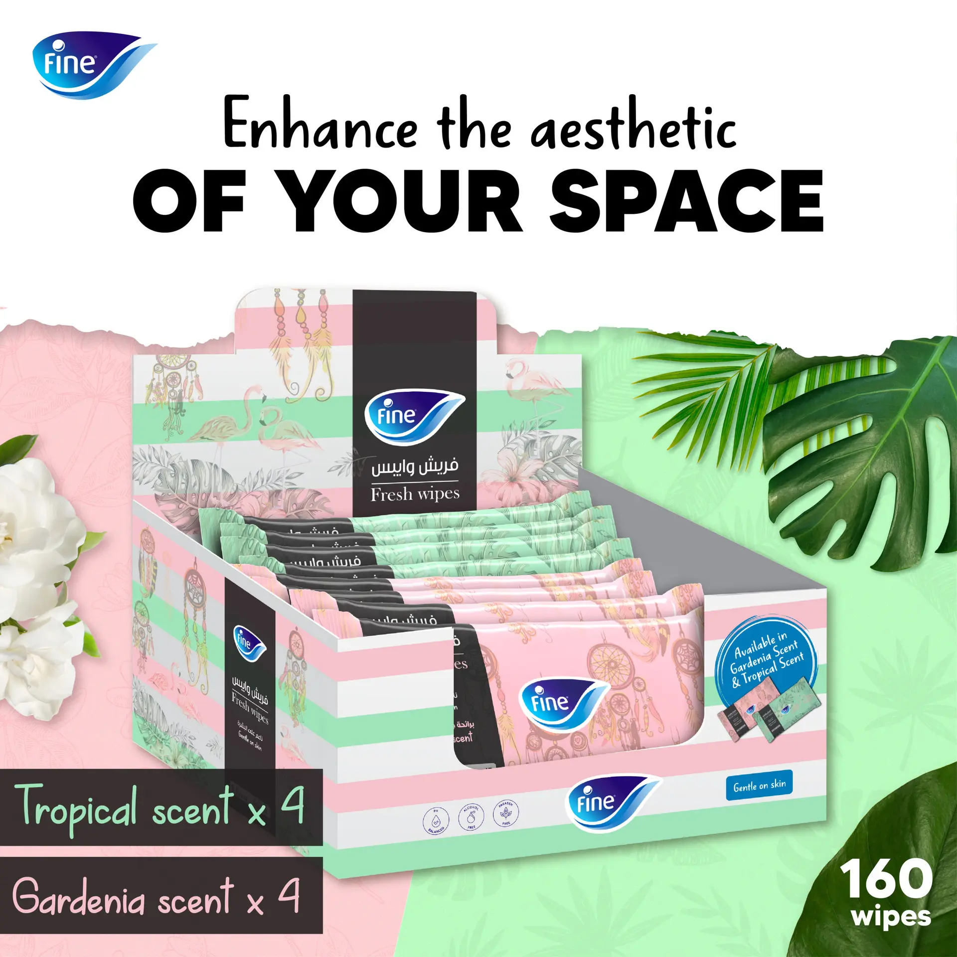 Fine Fresh Wipes Tropical and Gardenia Scent Pack 8 pcs  20 Wipes - view 3