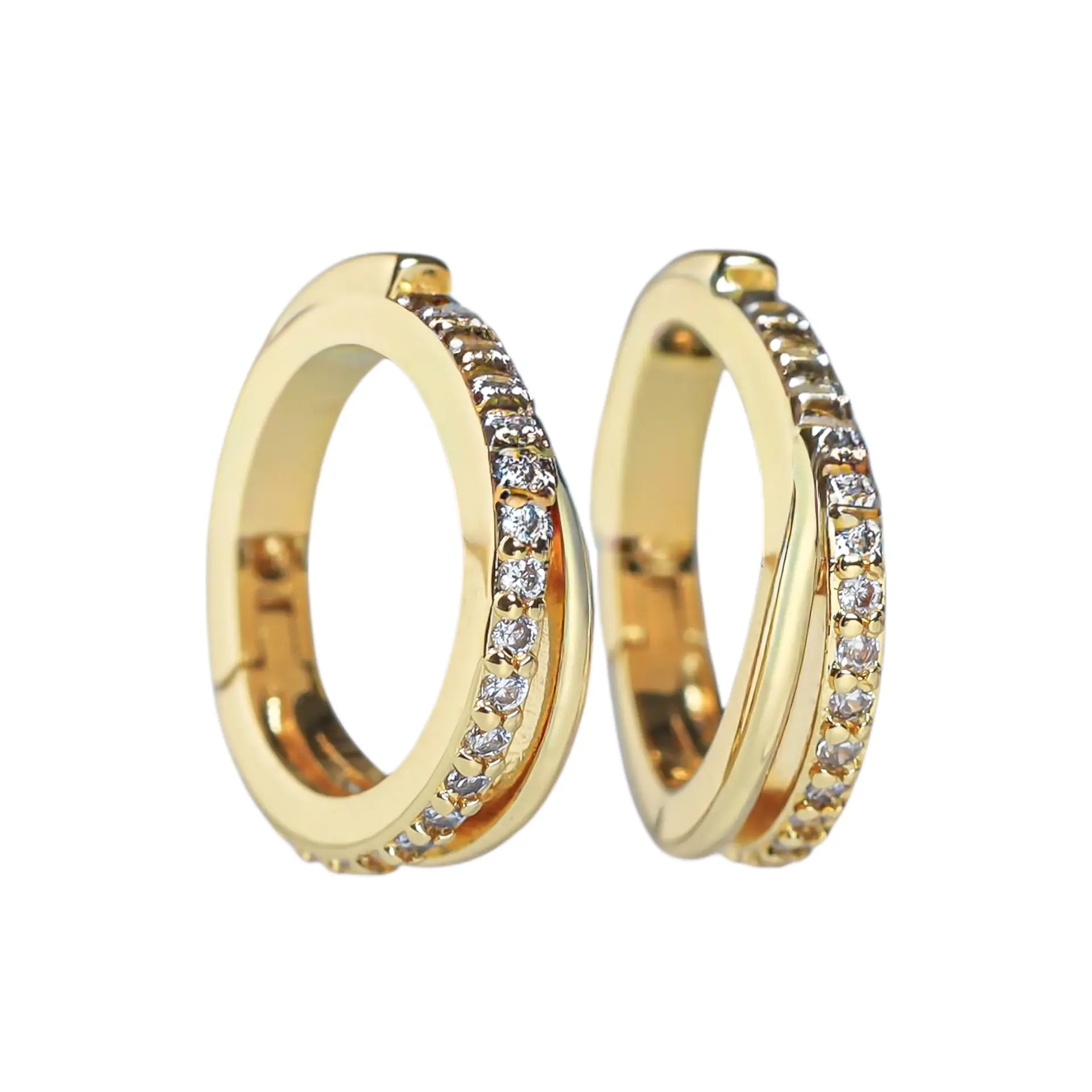 Glitz Earrings 18K Rose Gold Plated Medium Circular - view 2