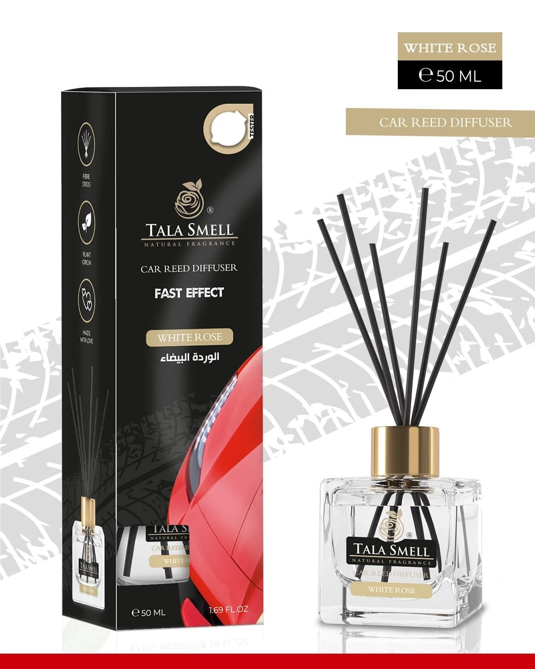 Tala Smell Car Reed Diffuser White Rose Scent 50 ml