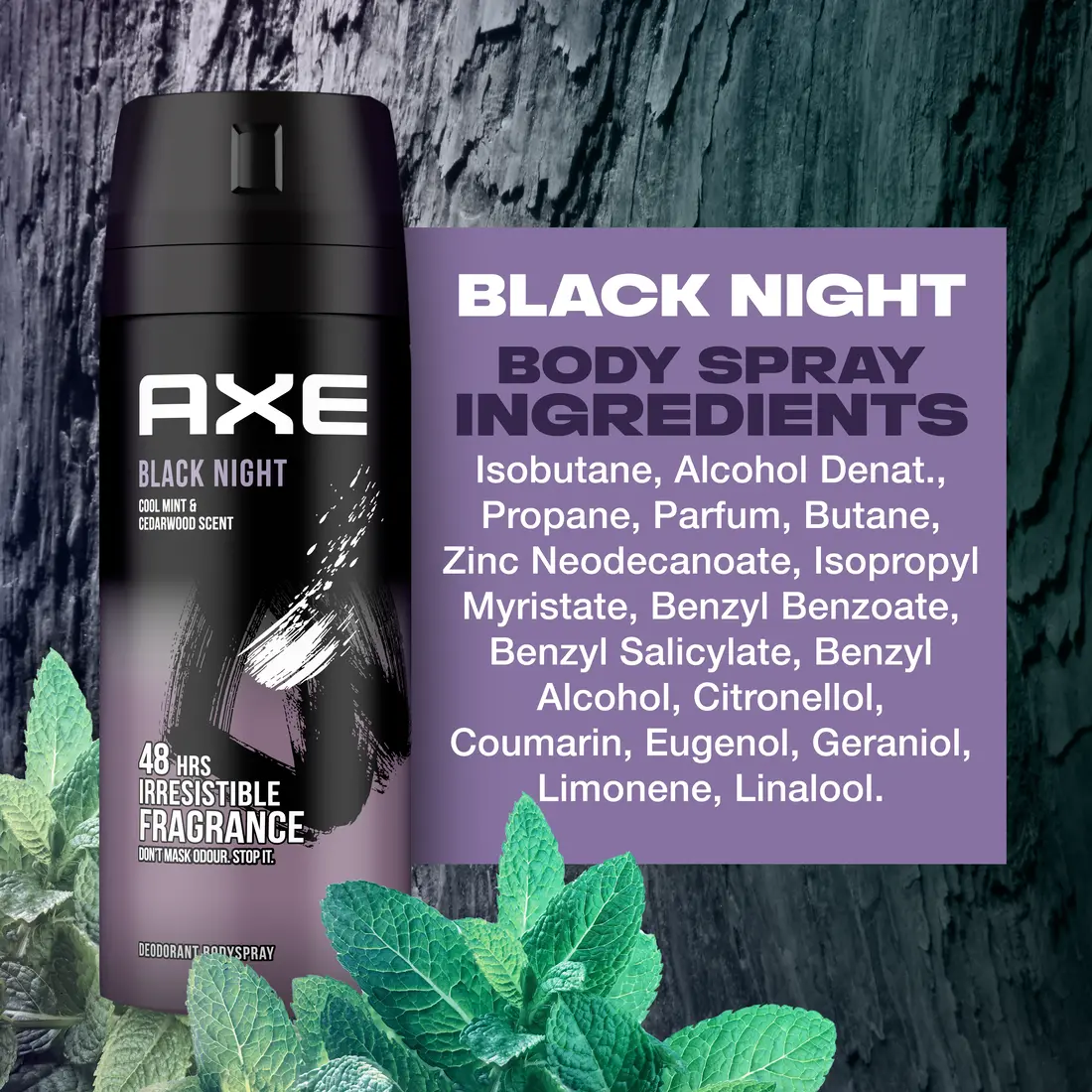 Axe Men Deodorant Body Spray for long lasting odour protection Black Night 150ml - view 5