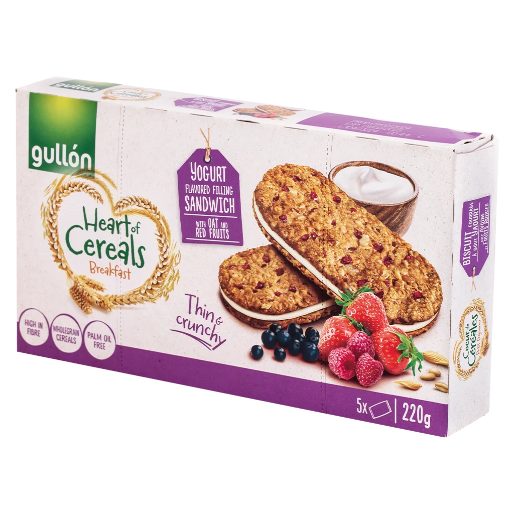 Gullon Yoghurt Fruit Cream Sandwich With Oat Grains Red Fruits 220 gm