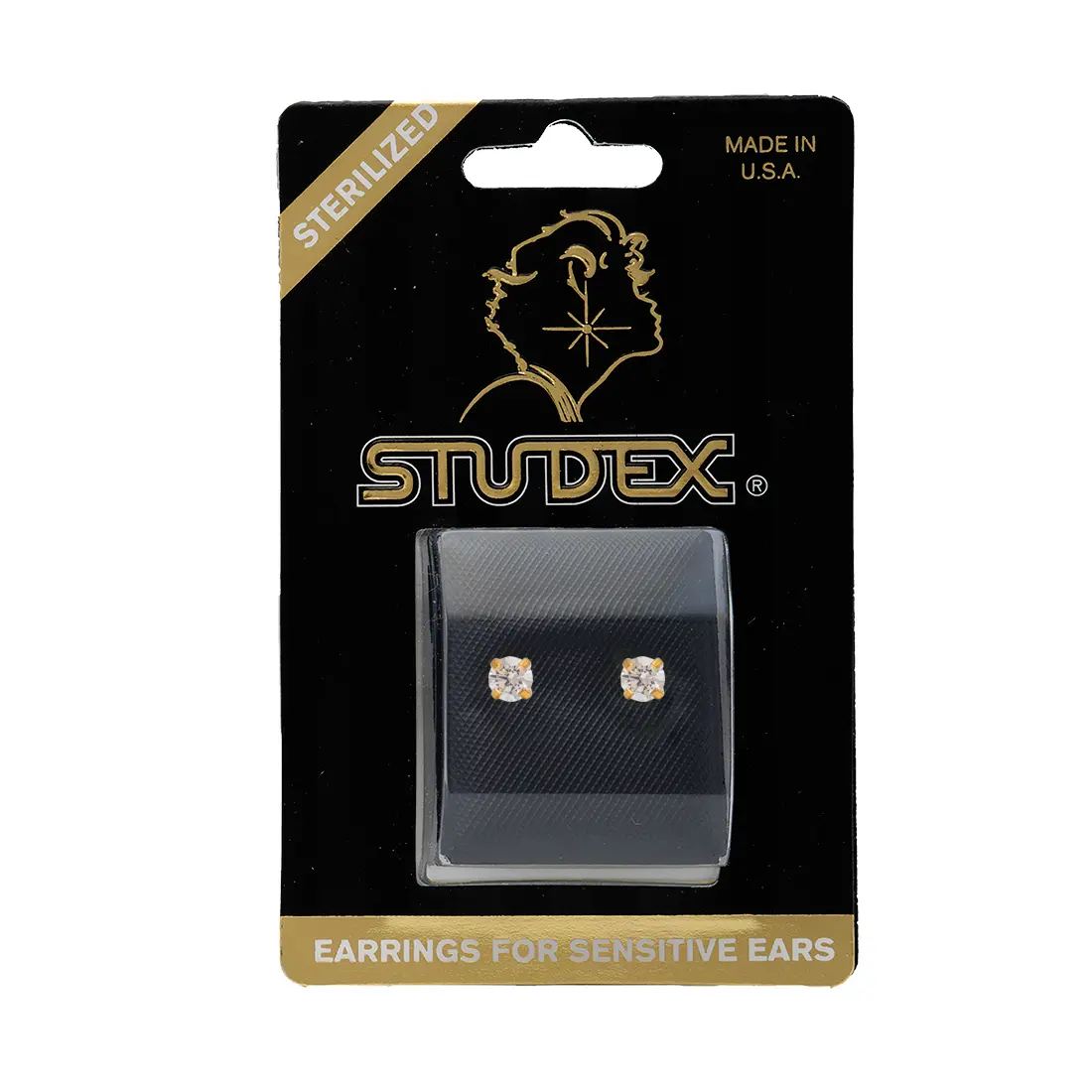 Studex Gold Plated 4mm Cubic Zirconia/Pr- Earrings For Sensitive Ears - view 2