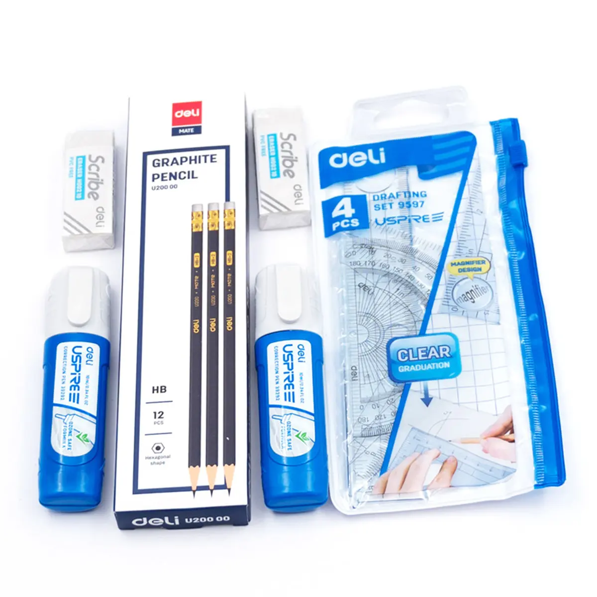 Deli Value Pack Pencil 12 pcs & Eraser 2 pcs & Correction 2 pcs & Flexiable Drawing Set - view 3