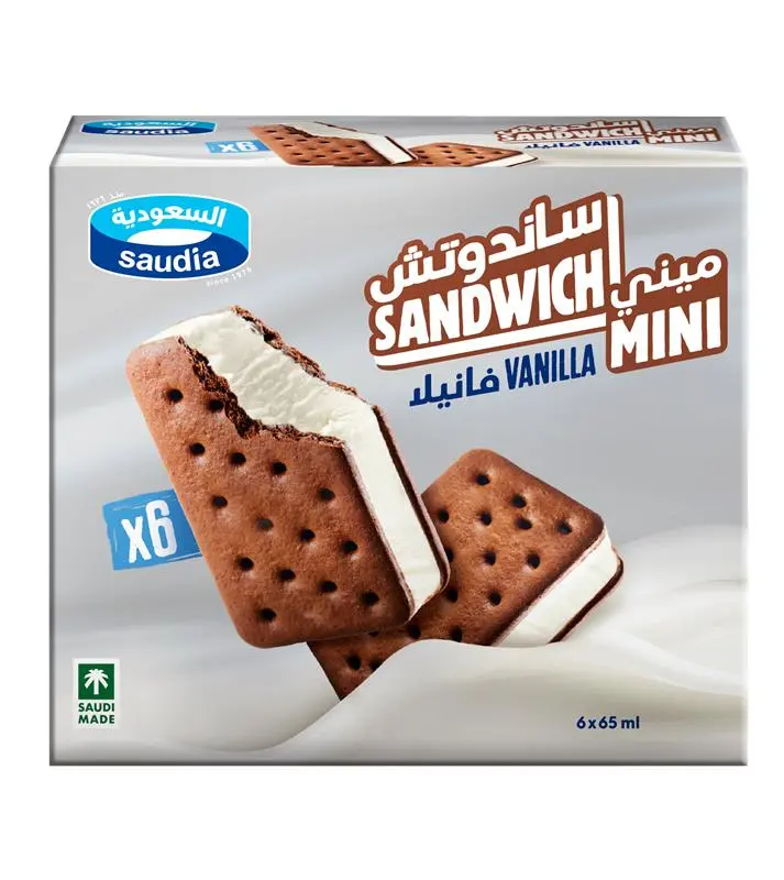 Saudia Ice Cream Mini Sandwich 6 pcs 65 ml - view 1