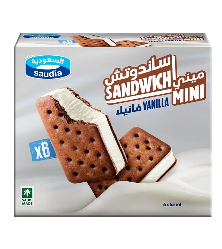 Saudia Ice Cream Mini Sandwich 6 pcs 65 ml