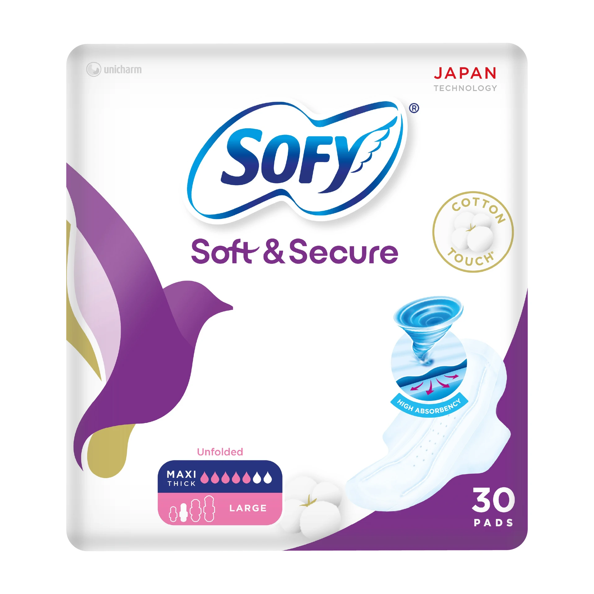 Sofy Soft & Secure Maxi Large with wings 30 pads