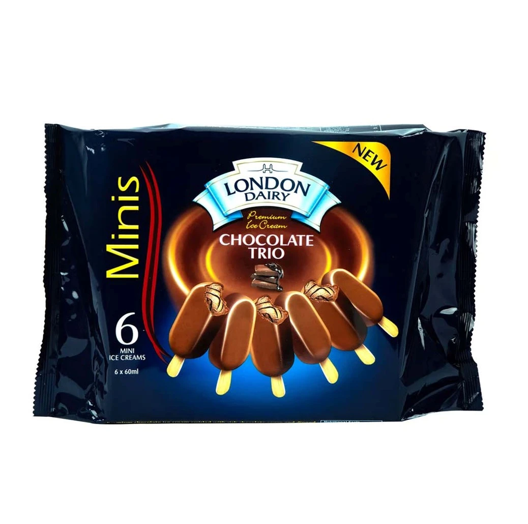 London Dairy Minis Choc Trio+Hazelnut+B.Chocolate 6 pcs 60 ml