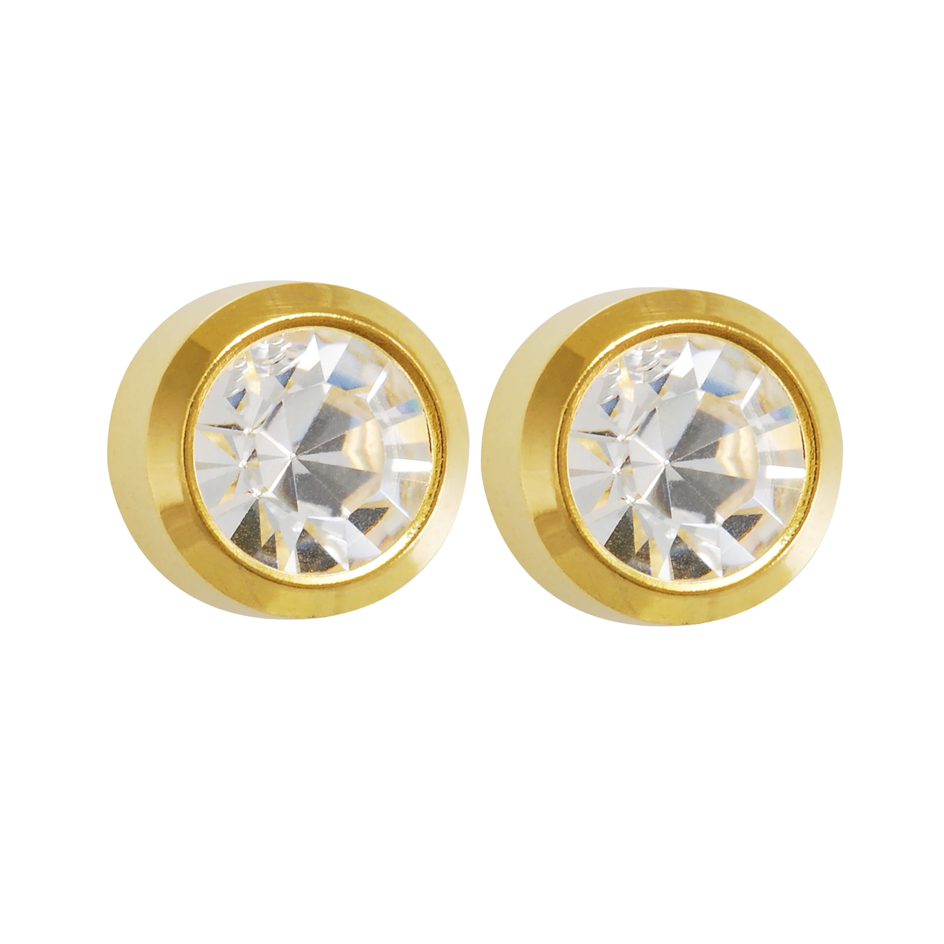 Studex Gold Plated Reg Birthstone Apr Crystal Card /Pr- Earrings For Sensitive Ears