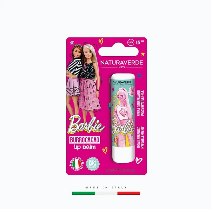 Naturaverde Kids Lip Balm Organic Shea Butter And Vitamin E Barbie Disney 15 gm