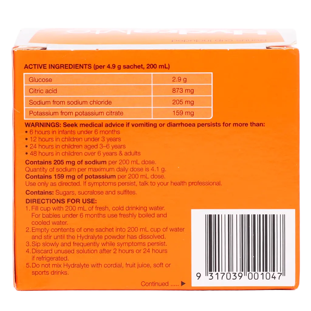 Hydralyte Orange Flavour 10 Sachets - view 3