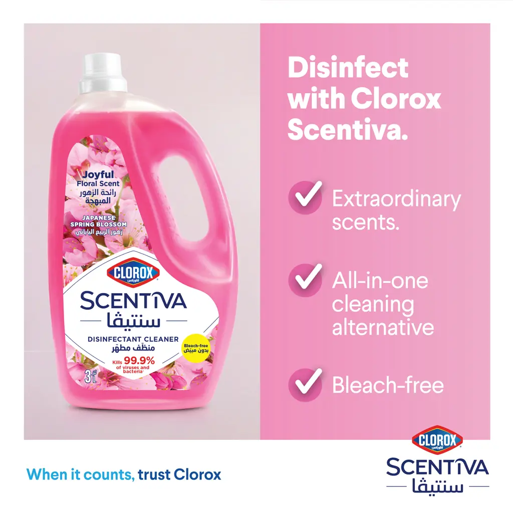 Clorox Scentiva Multipurpose Disinfectant Floor Cleaner Japanese Spring Blossom 3 L - view 2