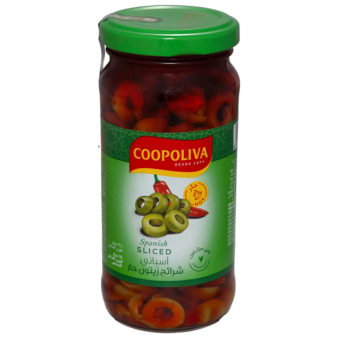 Coopoliva Green Olives Slices Hot 114 gm - view 1