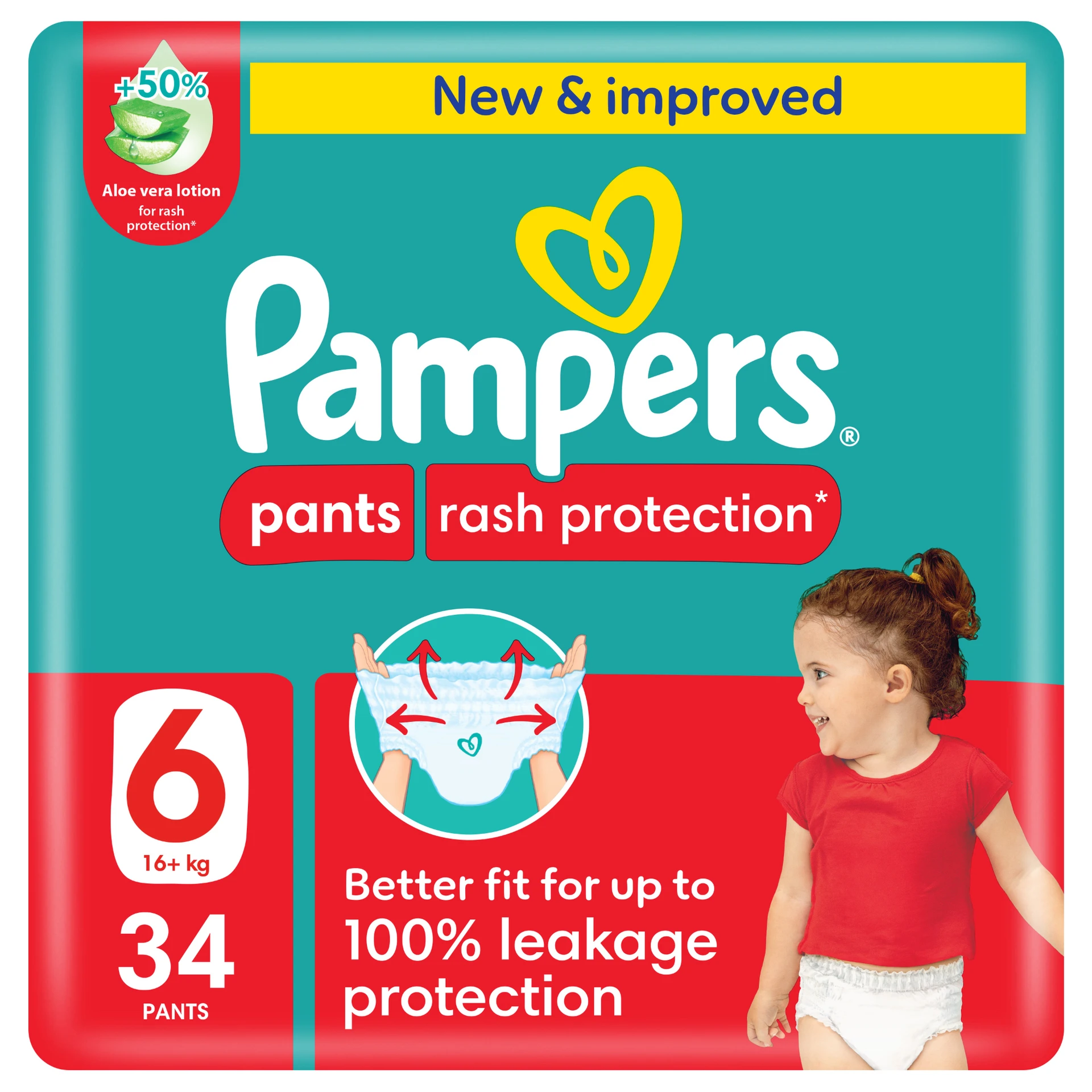 Pampers Diapers Rash Protection Pants Size 6 Aloe Vera Lotion 34 Pants 