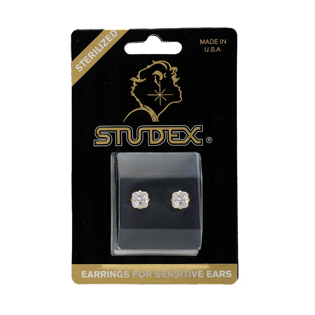 Studex Gold Plated Tif 5*5 Mm C/z Princess Cut- Earrings For Sensitive Ears - view 5