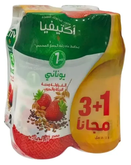 Activia Greek Yoghurt Drink Strawberry, Black Seed & Cereal 180 Ml 3+1 - view 1