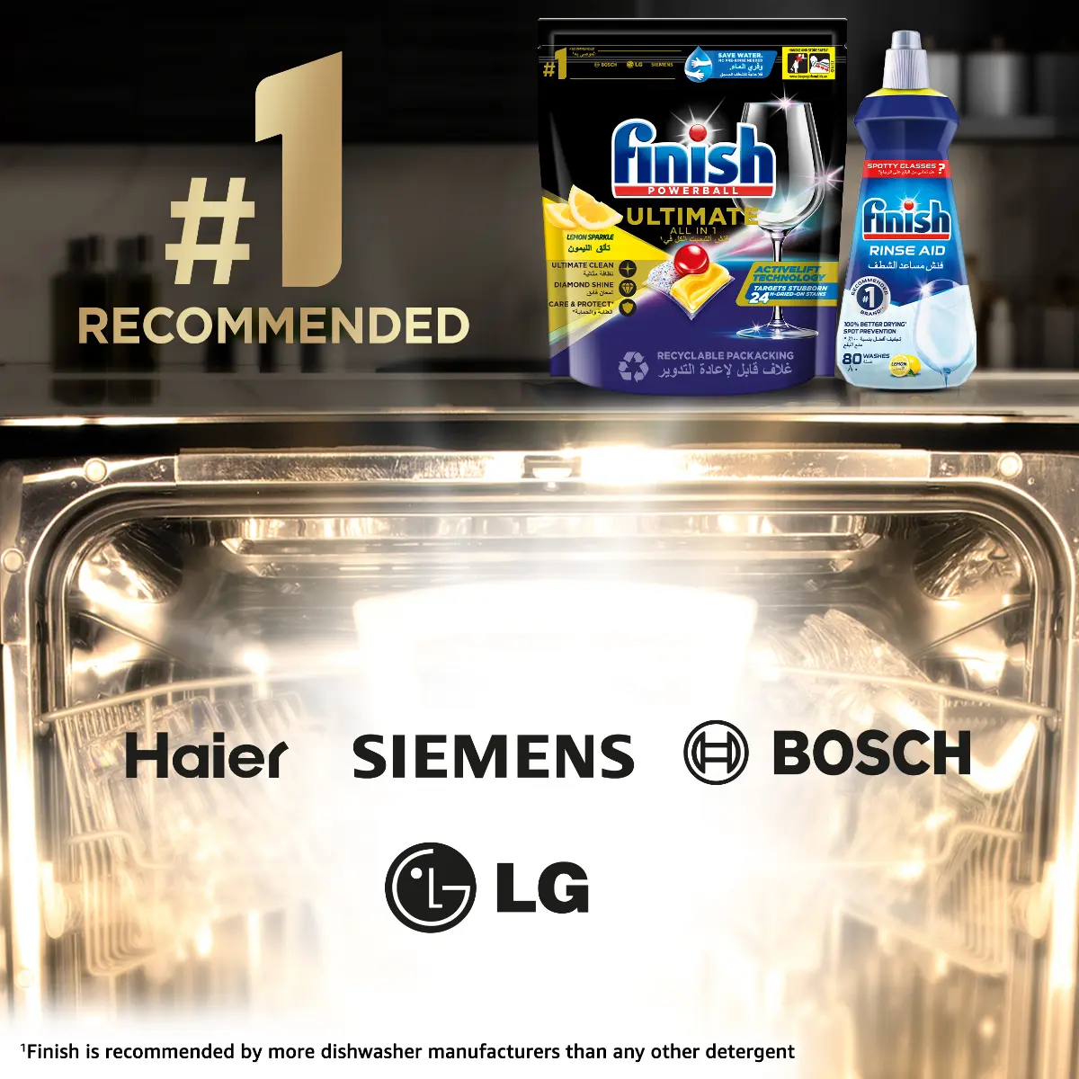 Finish Ultimate Dishwasher Tablets Lemon Sparkle Scent 16 Tabs - view 4