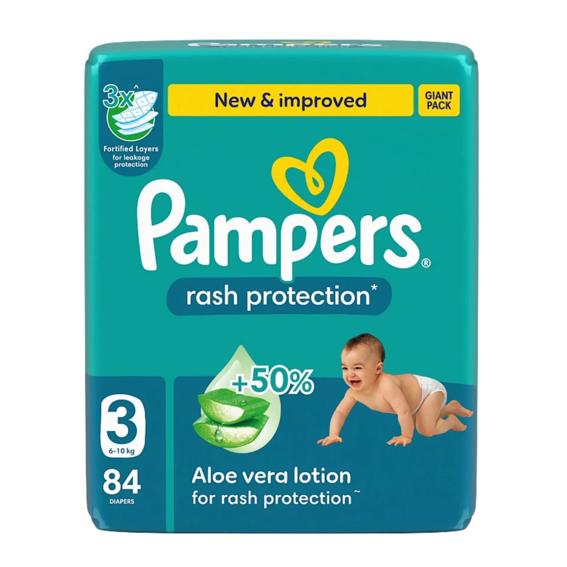 Pampers Diapers Rash Protection Taped Size 3 Aloe Vera Lotion 84 Diapers  - view 2