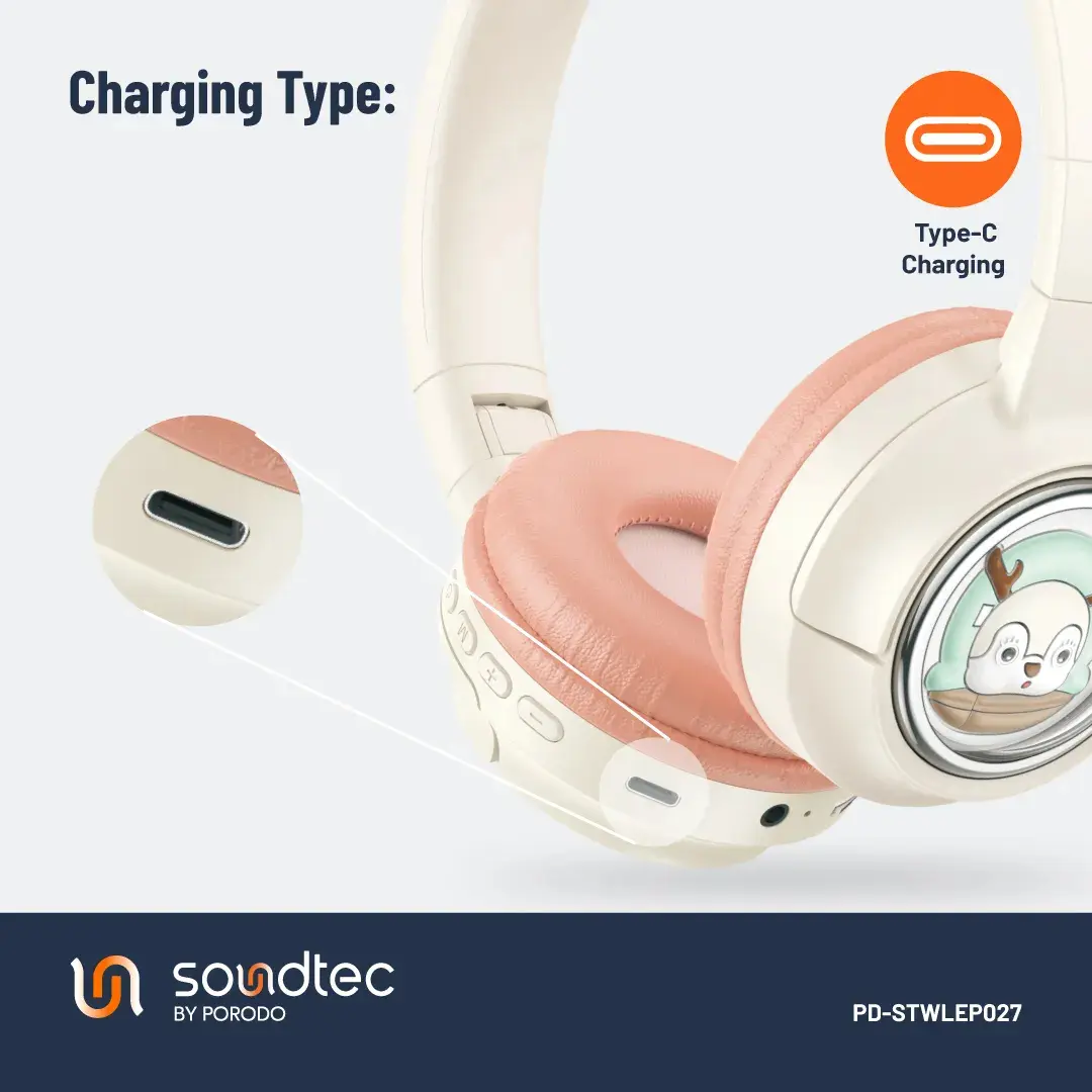 Porodo Soundtec Kids Headphone 400mAh Pink - view 3