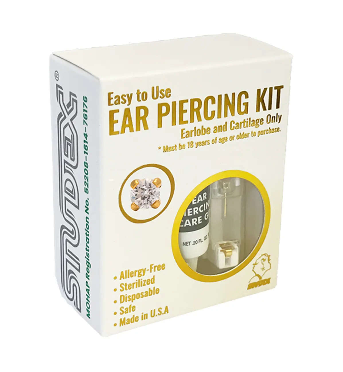 Studex 2mm Cz Tiffany Gold Plated- Ear Piercing Kit - view 4