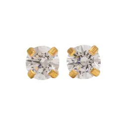 Studex Gold Plated 4mm Cubic Zirconia/Pr- Earrings For Sensitive Ears