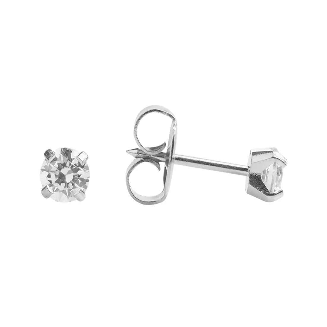 Studex Stainless Tiffany 4mm Cz- Earrings For Sensitive Ears - view 3