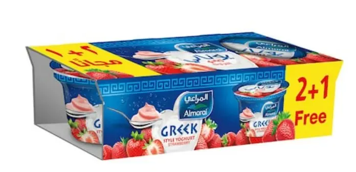 Almarai Greek Style Yoghurt Strawberry 150 Gm 2+1Free - view 1