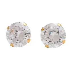 Studex Gold Plated 8mm Cubic Zirconia- Earrings For Sensitive Ears
