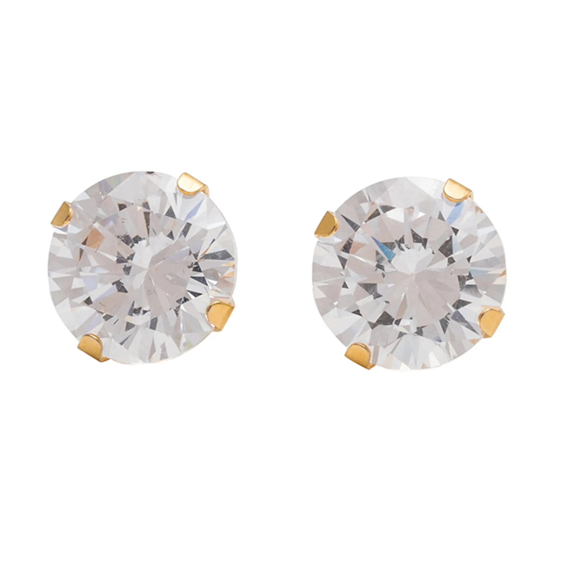 Studex Gold Plated 8mm Cubic Zirconia- Earrings For Sensitive Ears - view 1