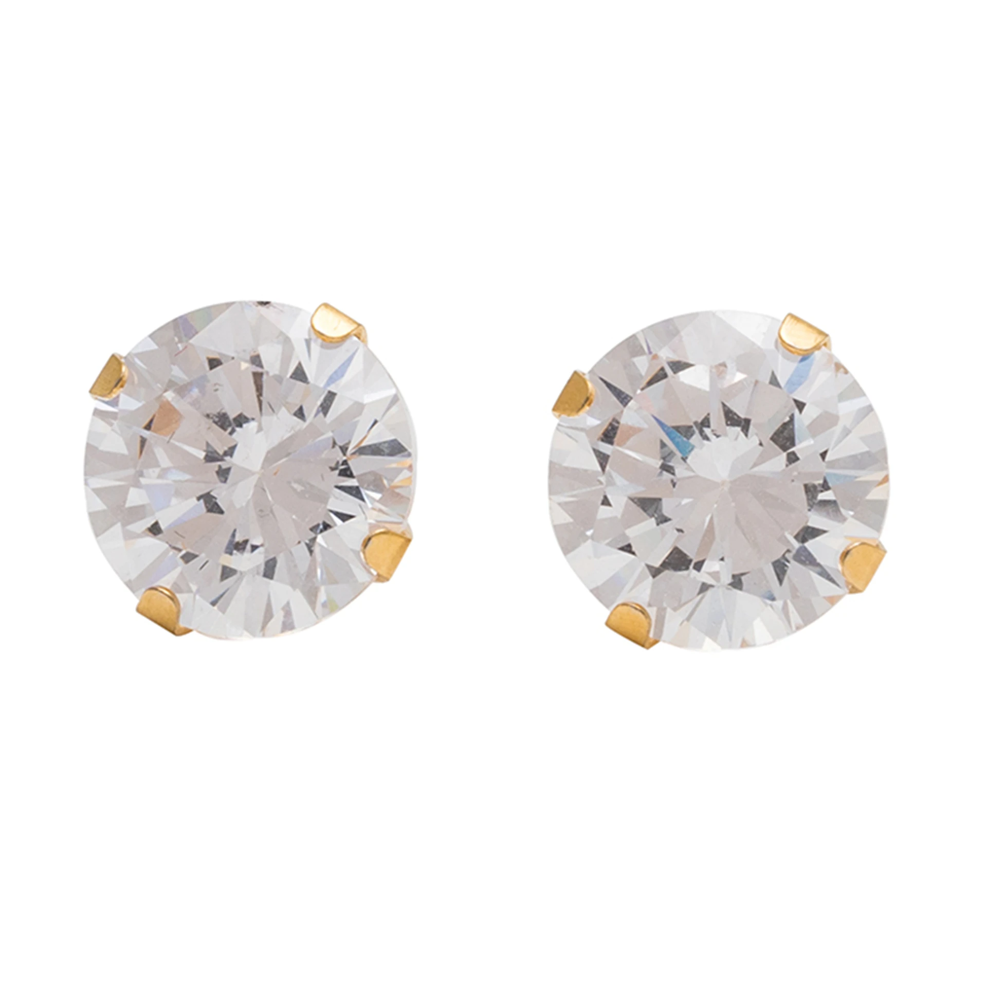 Studex Gold Plated 8mm Cubic Zirconia- Earrings For Sensitive Ears
