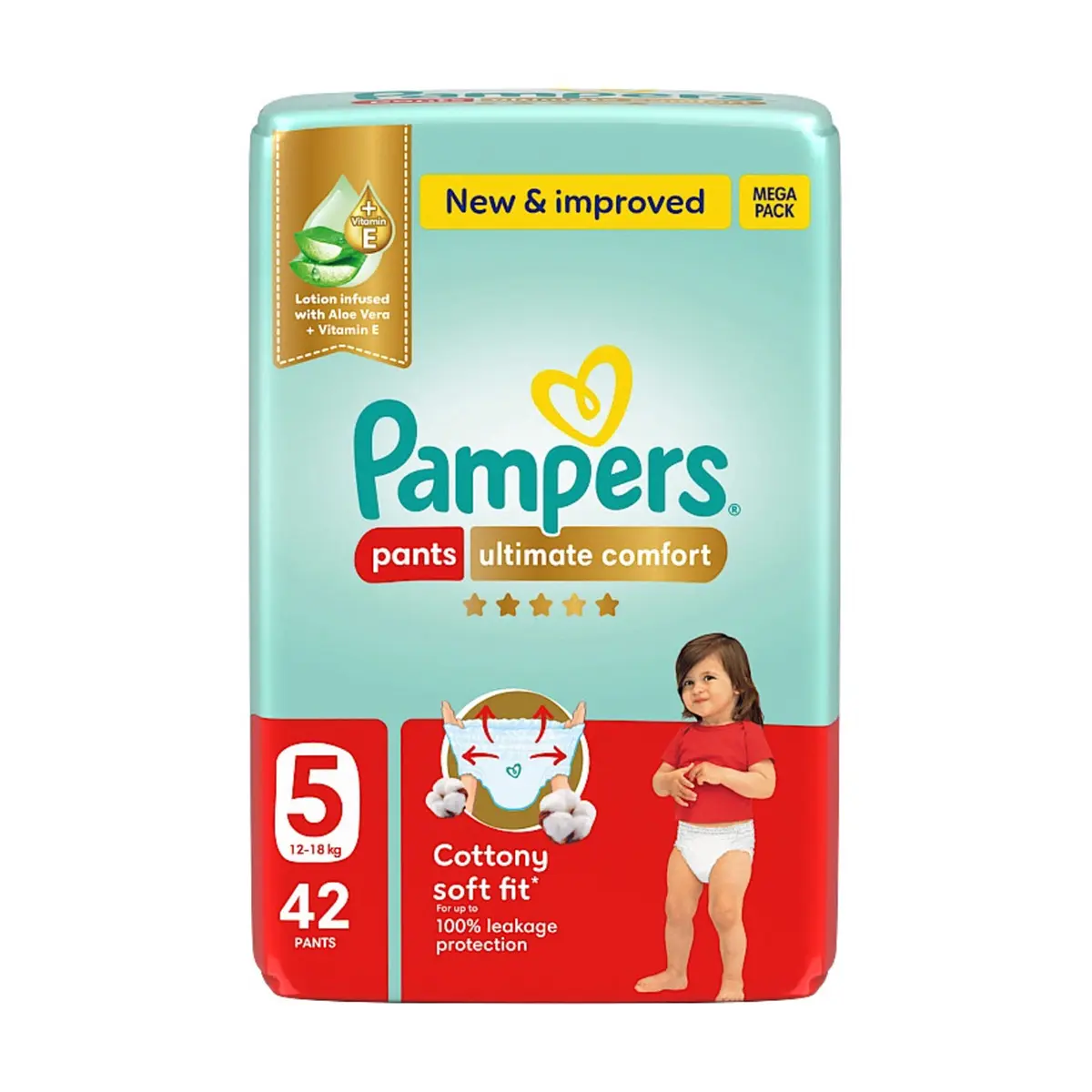 Pampers Diapers Ultimate Comfort Pants Size 5 Aloe Vera Lotion & Vitamin E 42 Pants  - view 10