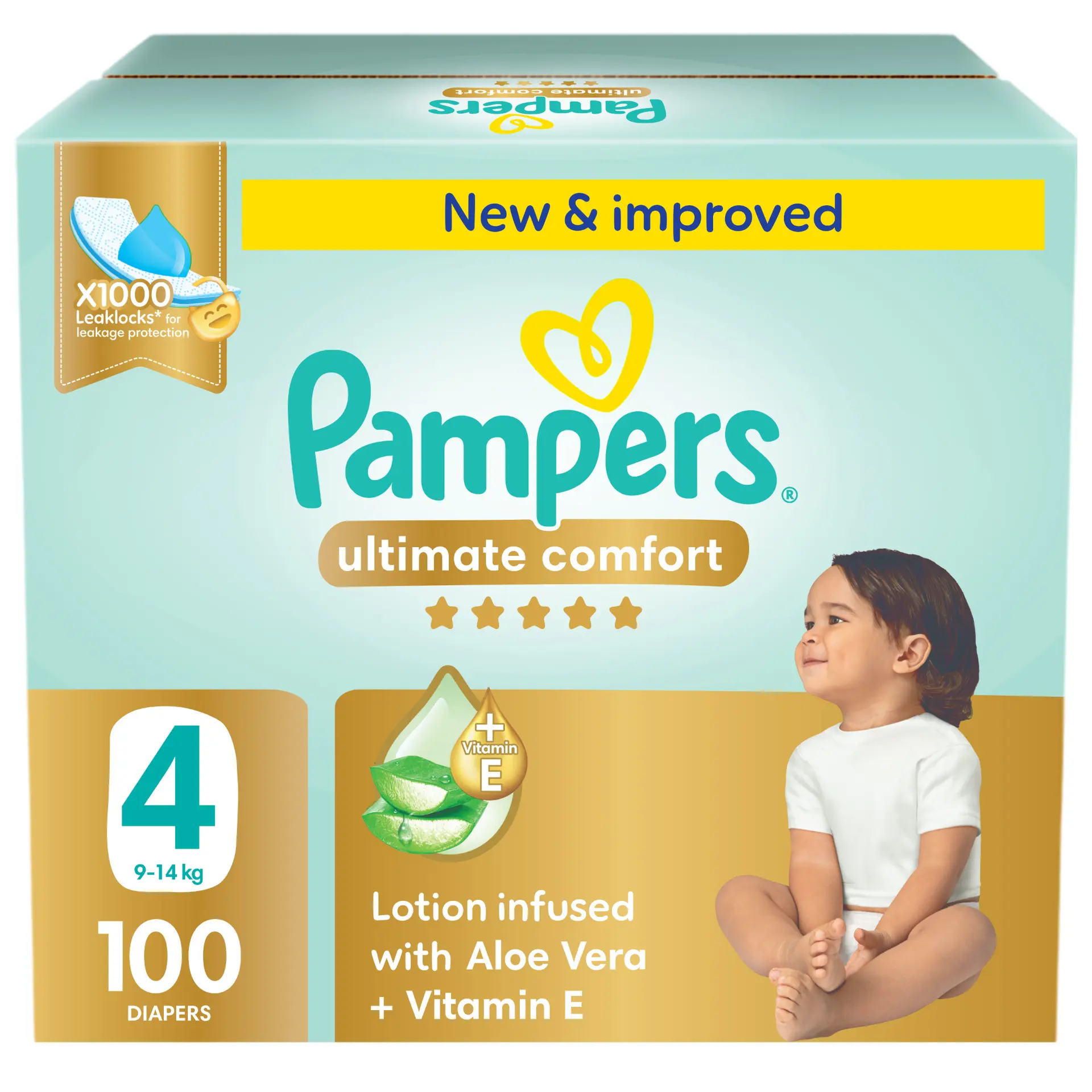 Pampers Diapers Ultimate Comfort Taped Size 4 Aloe Vera Lotion & Vitamin E 100 Diapers  - view 1