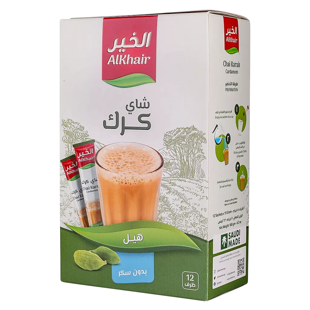 Alkhair Karak Tea With Cardamom Without Sugar 12 Envelop - view 1