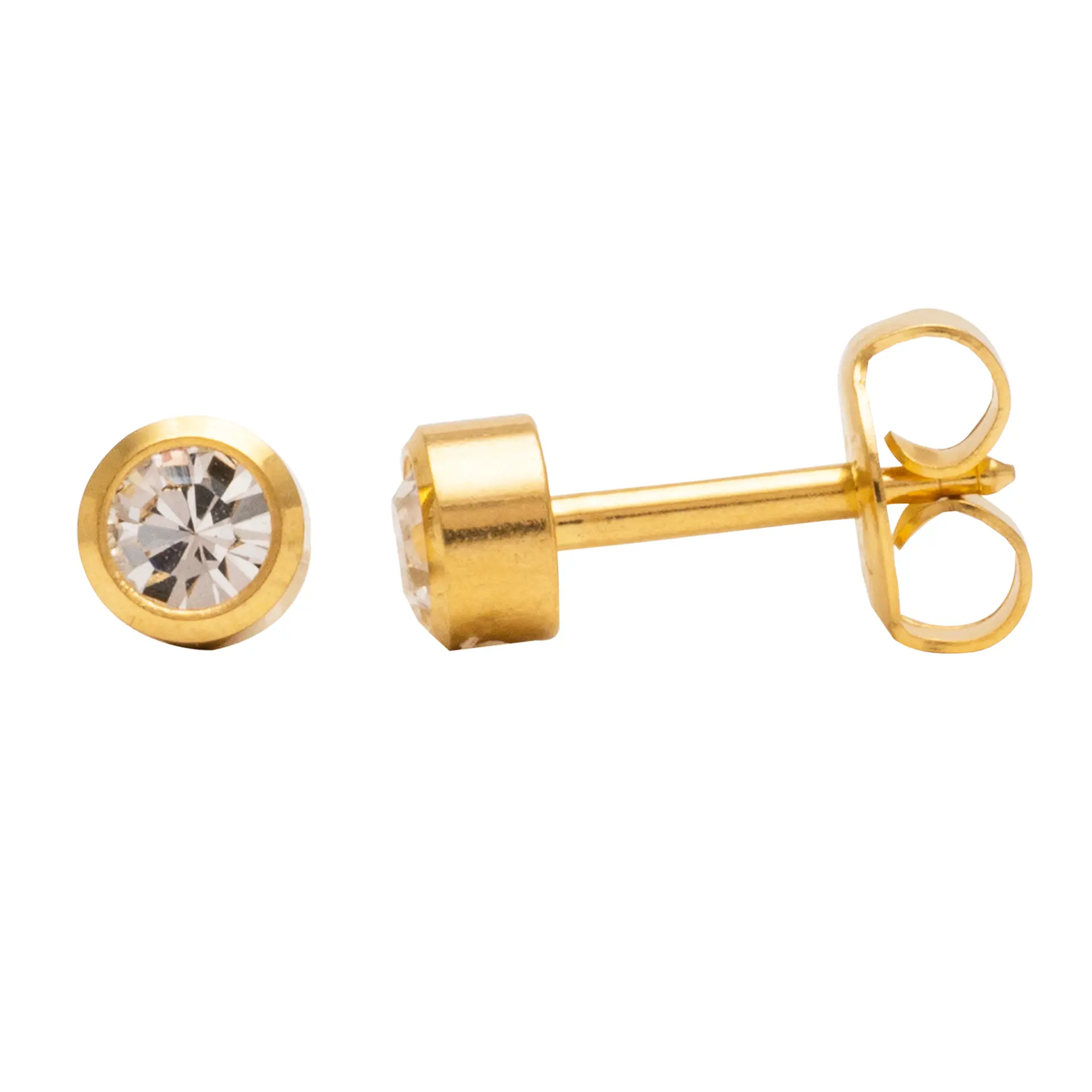 Studex Gold Plated Mini Birthstone Apr Crystal Card /Pr- Earrings For Sensitive Ears - view 3
