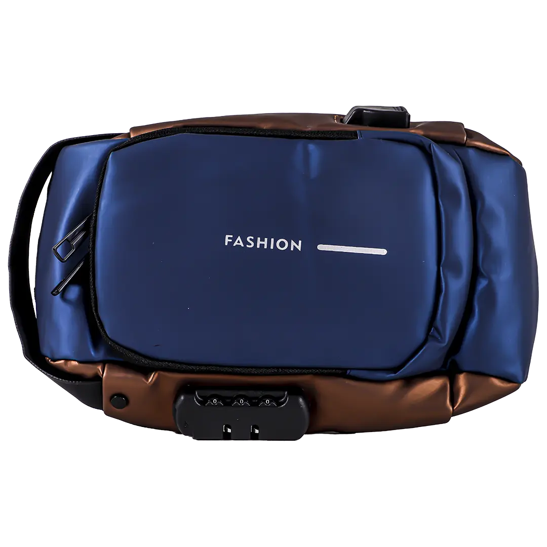 Fasion Shoulder Bag USB Lock Blue Brown Color 16*32 cm - view 1