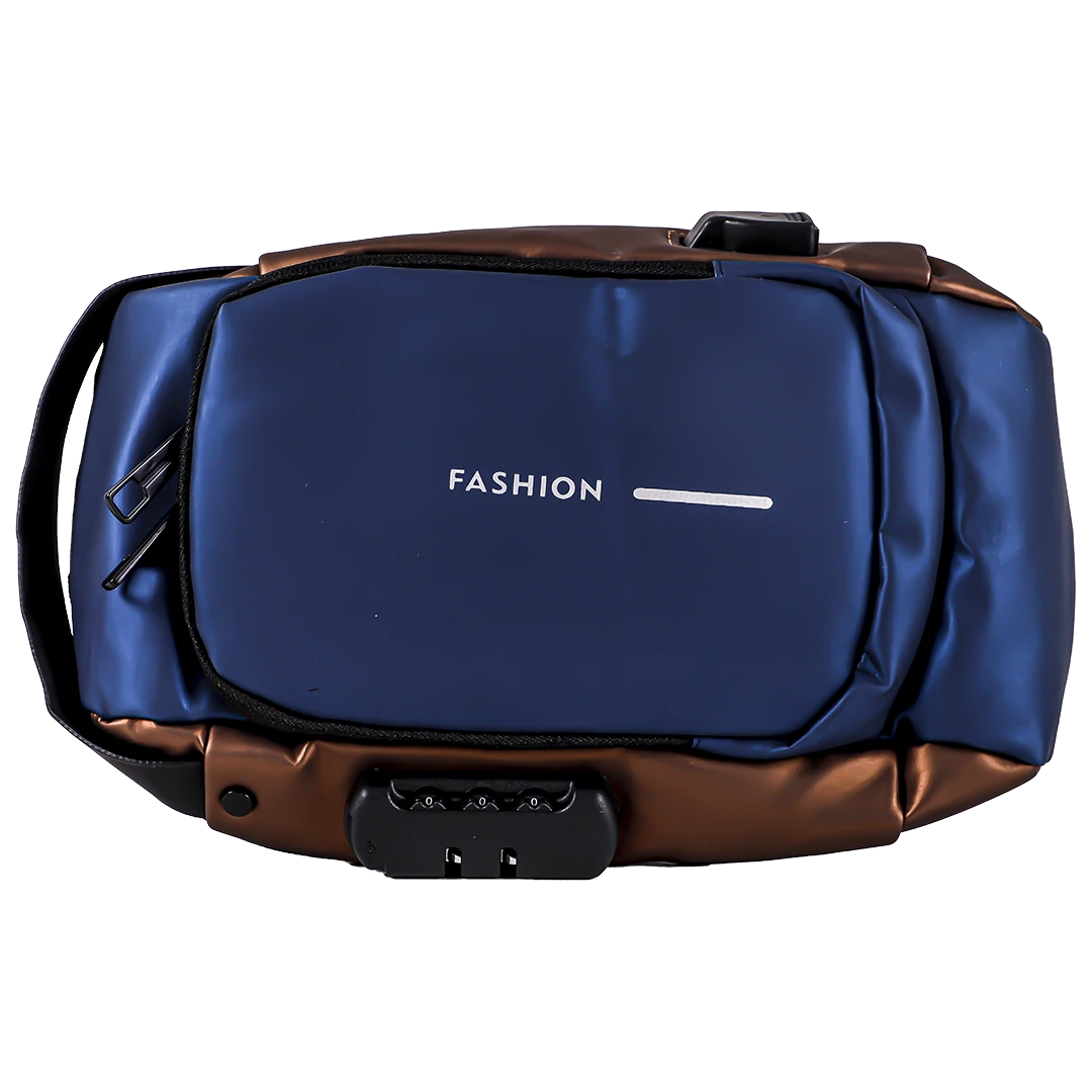 Fasion Shoulder Bag USB Lock Blue Brown Color 16*32 cm