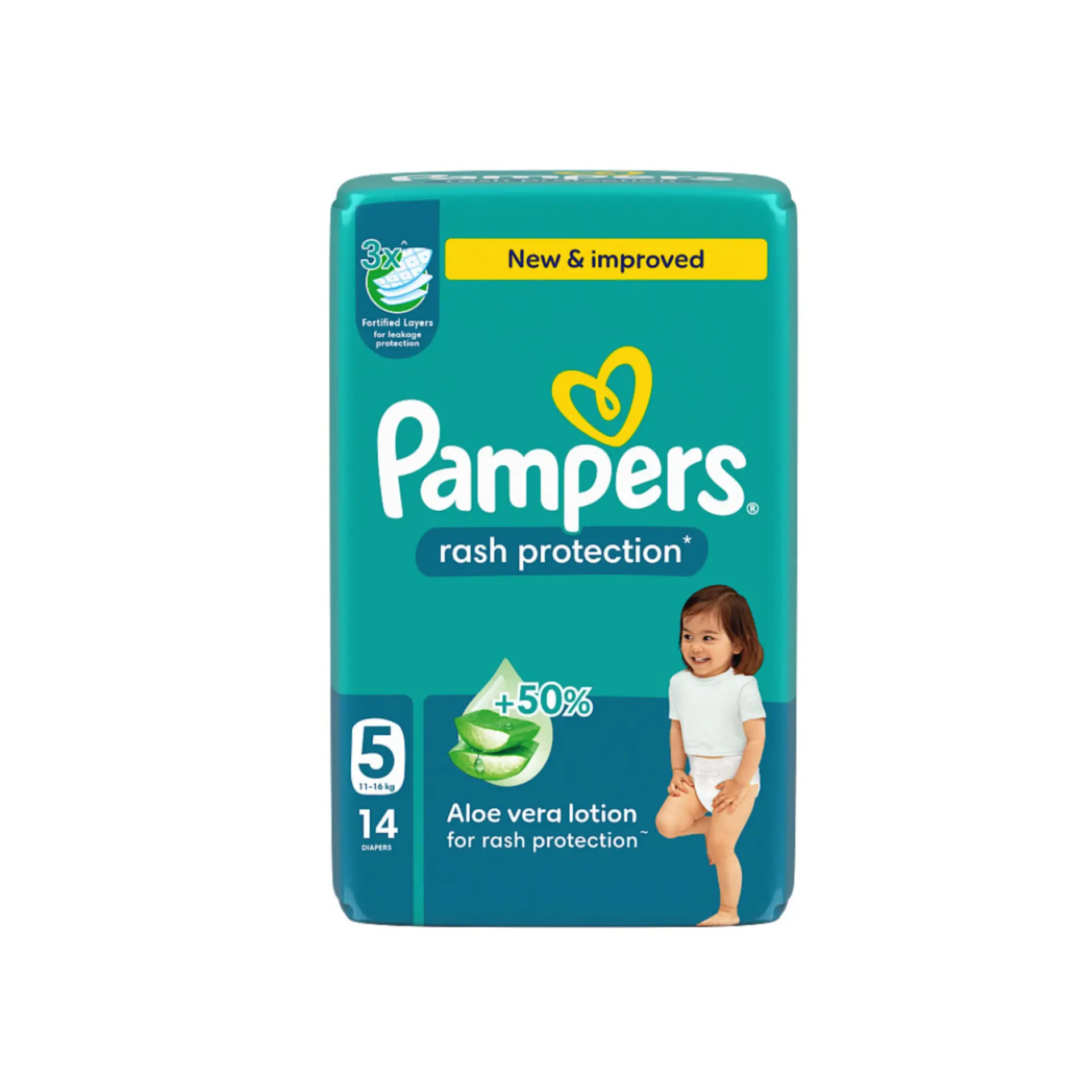 Pampers Diapers Rash Protection Taped Size 5 Aloe Vera Lotion  14 Diapers  - view 2
