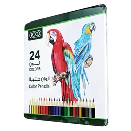 ‎‎روكو‎‎ ‎طقم أقلام ألوان خشبية الوان متنوعة 24 لون‎