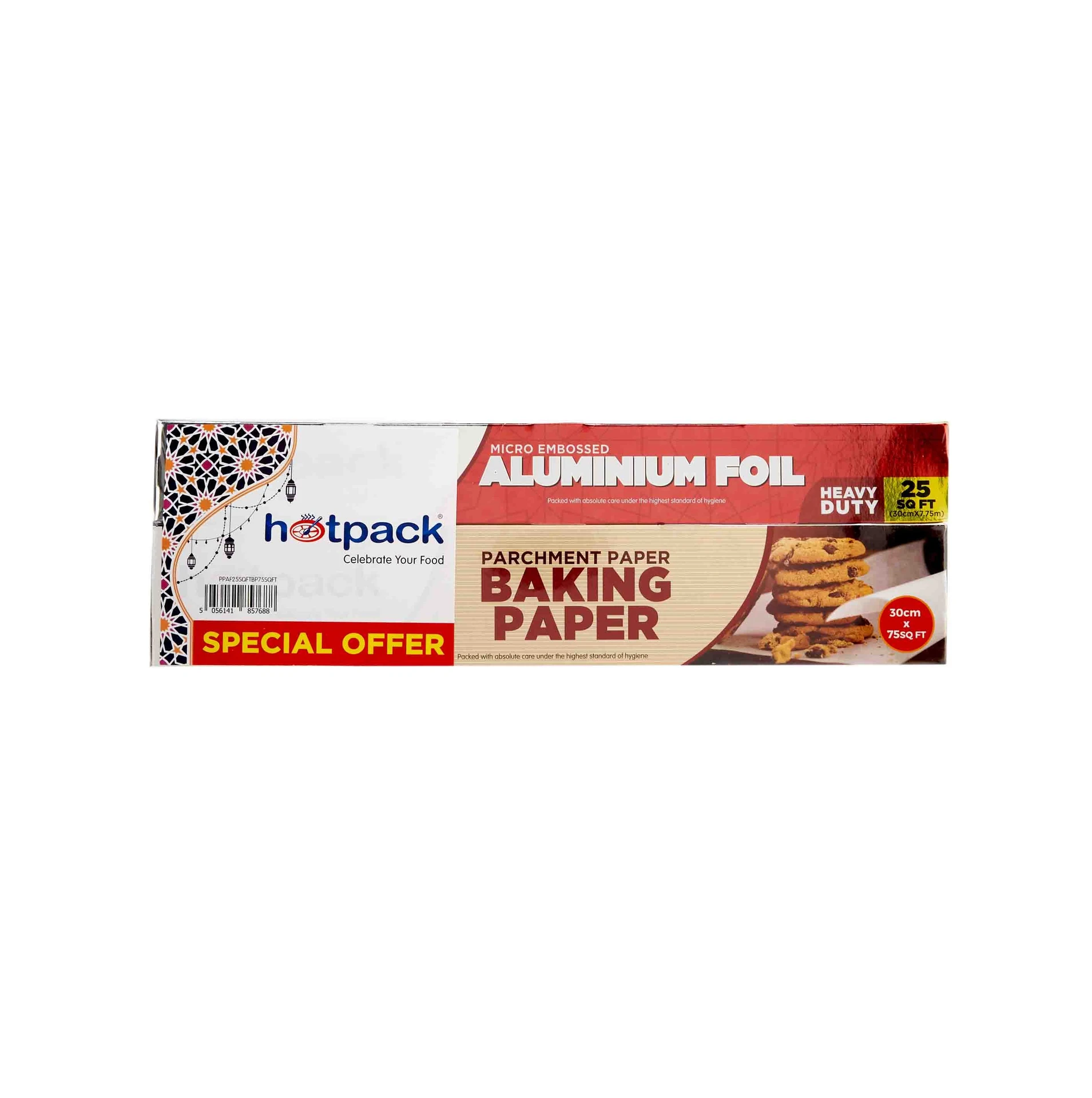Hotpack Aluminium Foil 30 Cm 25 Sqft Plus Baking Paper 30 Cm 75 Sqft
