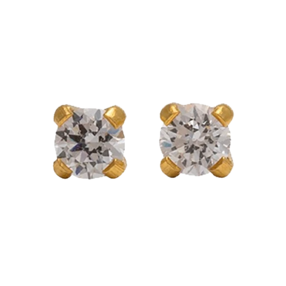Studex Gold Plated Tiffany 3mm Cz- Earrings For Sensitive Ears