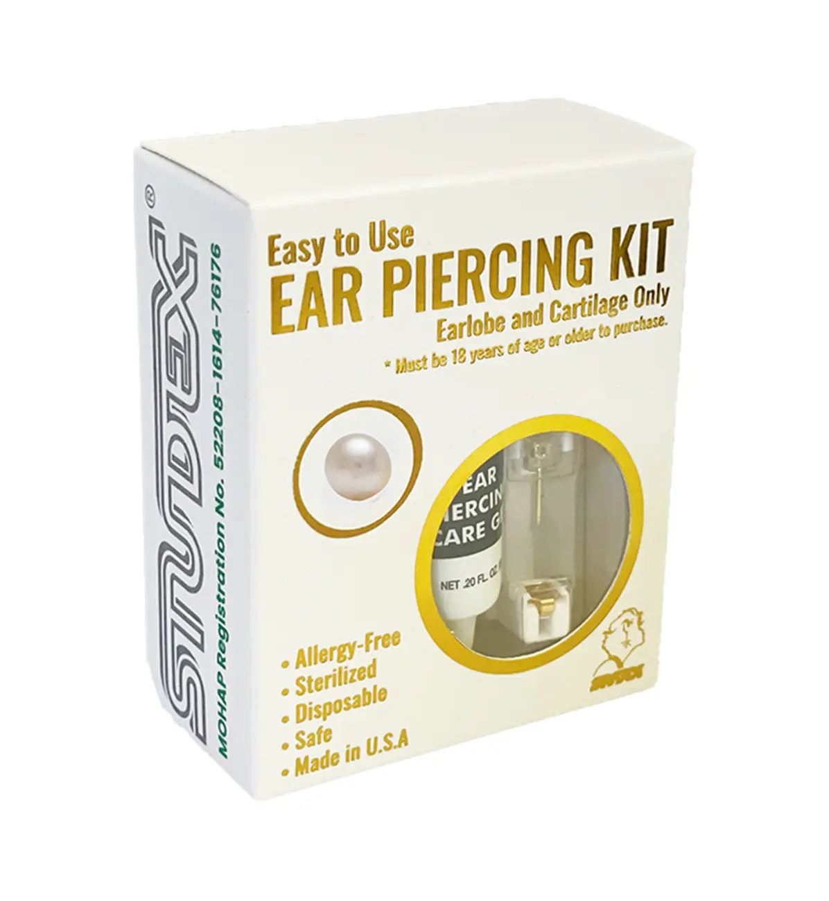 Studex 3mm White Pearl Gold Plated- Ear Piercing Kit - view 4