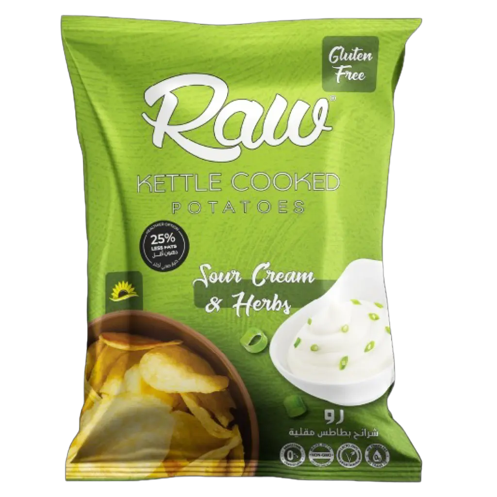 Raw Kettle Cooked Potato Chips With Sour Cream and Herbs Gluten Free 100 gm - view 1